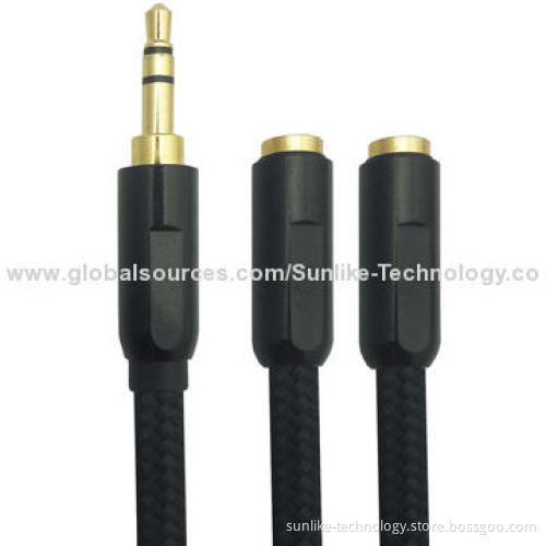 Splitter Earphone Cables with 3.5mm Jack, Various Colors Available